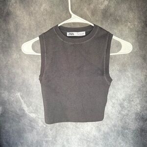 Grey Zara cropped tank top